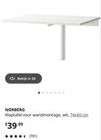 3x IKEA Norberg Klaptafel Wandmontage - Zo Goed Als Nieuw!, Ophalen of Verzenden, Zo goed als nieuw, Rechthoekig, Minder dan 55 cm