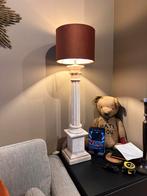 Antieke marmeren tafel lampen fluweel kap set van twee, Huis en Inrichting, Lampen | Tafellampen, Gebruikt, Ophalen of Verzenden