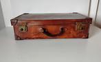 Vintage houten koffer met leer bekleed, Ophalen, Gebruikt, Leer, Nvt