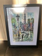 Abstract Schilderij Westertoren Amsterdam met Lijst, Antiek en Kunst, Ophalen of Verzenden