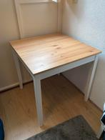 Eet- of bijzet-tafel IKEA Lerhamn wit, bruin, Ophalen, Eikenhout, 50 tot 100 cm, Tot twee personen