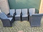 Tuinstoelen 6 x met kussens in zeer goede staat !, Ophalen, Zo goed als nieuw, Kunststof
