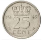 Nederland - 25 cent 1948 circulated, Verzenden, Koningin Wilhelmina, 25 cent, Losse munt
