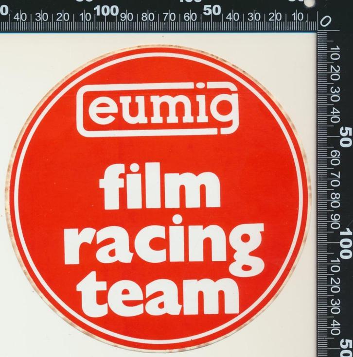 Sticker: Eumig - Film Racing Team (1), Verzamelen, Stickers, Zo goed als nieuw, Auto of Motor, Ophalen of Verzenden