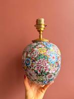 Chinese vaas-lamp met bloemen en goud 26 cm, Huis en Inrichting, Lampen | Tafellampen, Ophalen of Verzenden, Nieuw, Stof, Minder dan 50 cm
