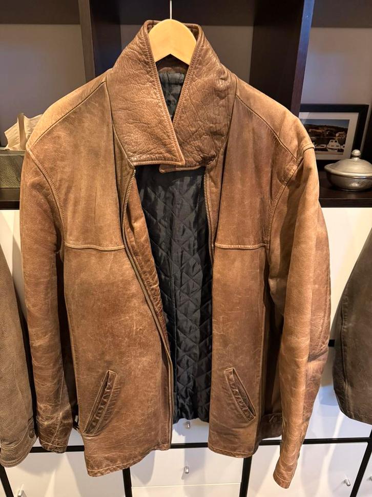 Leren jas (winter), Kleding | Heren, Jassen | Winter, Gedragen, Overige maten, Geel, Ophalen