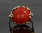 Bloedkoraal robuuste 14k gouden ring antiek dames vintage, Sieraden, Tassen en Uiterlijk, Antieke sieraden, Verzenden, Goud, Ring