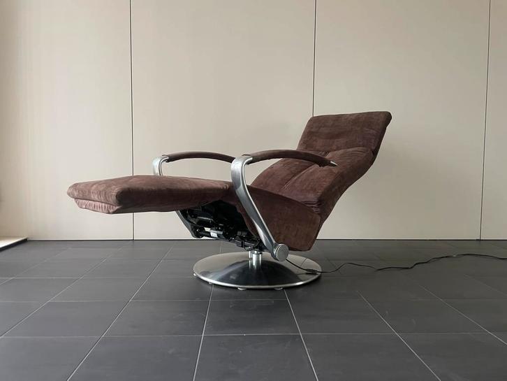 Nette bruine stoffen elektrische relax fauteuil, Huis en Inrichting, Fauteuils, Ophalen