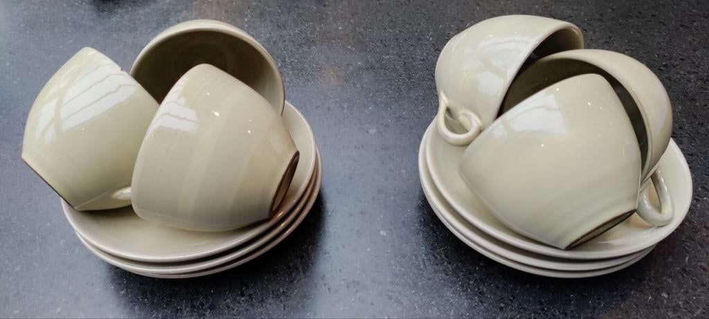 Volendams aardewerk zes kop en schotels, Ophalen of Verzenden