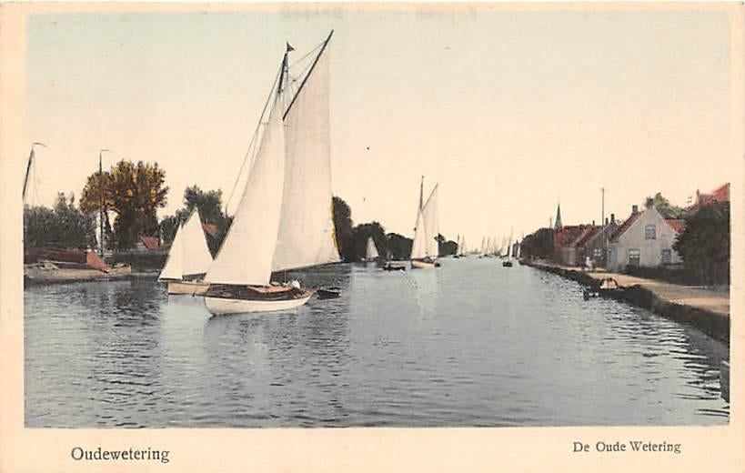 W968 Oude Wetering vaart en panorama uitg v d Bosch, Verzamelen, Ansichtkaarten | Nederland, Ophalen of Verzenden, Voor 1920, Zuid-Holland