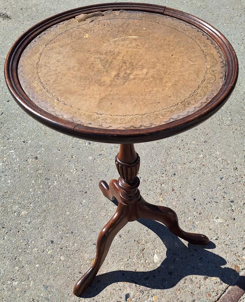 Wijntafeltje bekleed met leder., Antiek en Kunst, Antiek | Meubels | Tafels, Ophalen