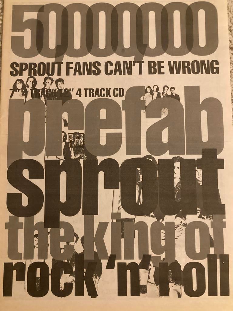 PREFAB SPROUT King Of Rock n Roll release A3 advertentie, Cd's en Dvd's, Ophalen of Verzenden, Nieuw in verpakking, 12 inch