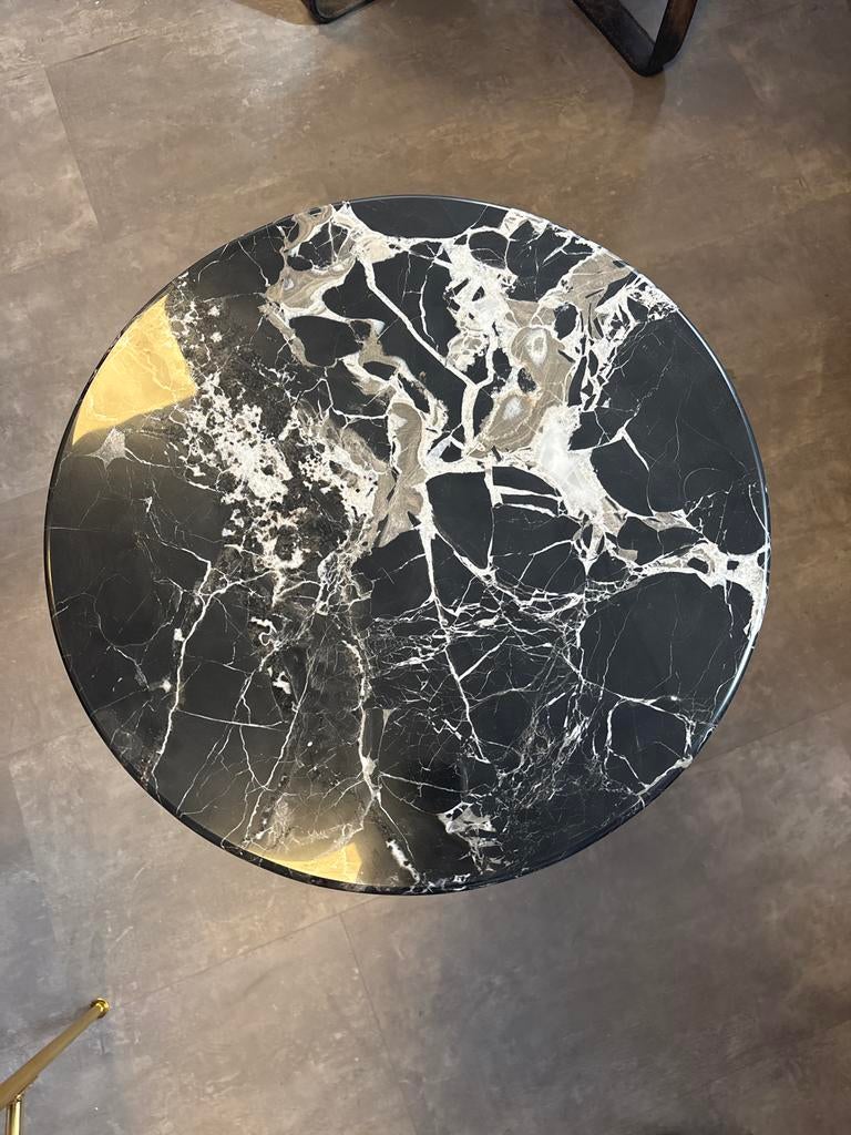 Marmeren salontafel met brons/bruine poot, Huis en Inrichting, Tafels | Salontafels, Ophalen, Gebruikt, 50 tot 75 cm, Rond