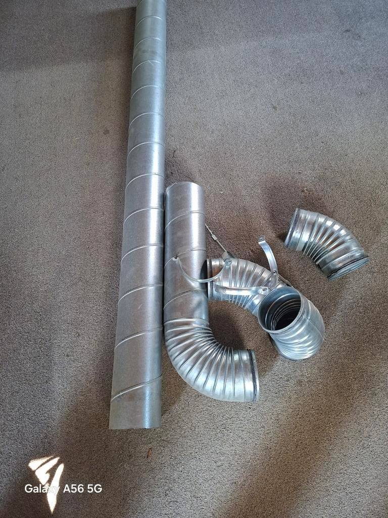 Spiro buis 125 mm met bochten en ophangbeugels125, Ophalen of Verzenden