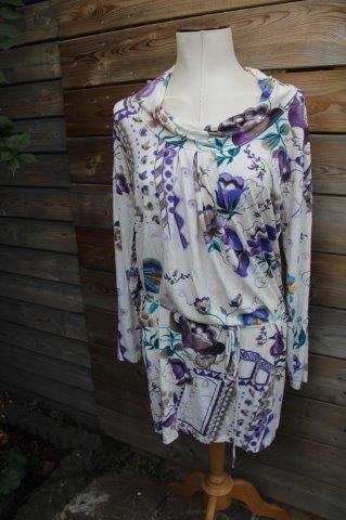 Jurk creme/ paars Chacok mt 2 (L)  Vaste prijs AANBIEDING, Verzenden, Paars, Maat 42/44 (L), Zo goed als nieuw