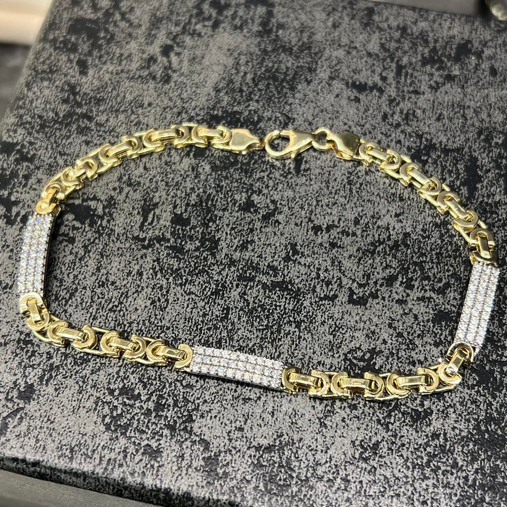 14 karaat gouden armband platte koningsschakel, Ophalen of Verzenden, Nieuw, Goud