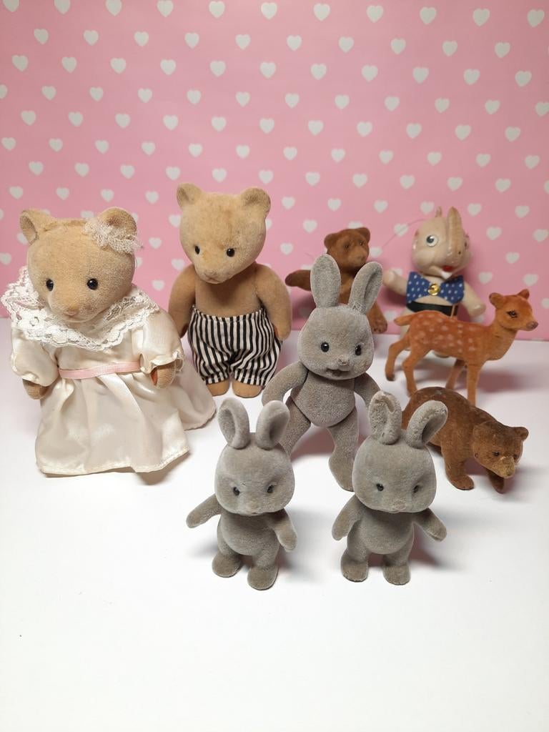 Vintage Sylvanian Families: Bruidsberen, konijnenfamilie, Ophalen of Verzenden, Gebruikt, Pop