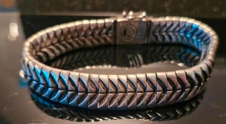 Buddha to Buddha Armband Heren Zilver 19,5 cm 11 mm breed, Sieraden, Tassen en Uiterlijk, Armbanden, Zo goed als nieuw, Zilver