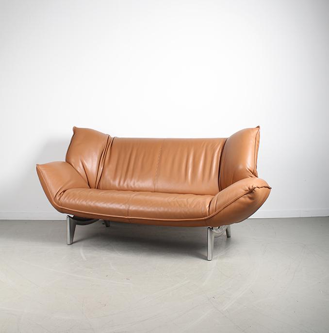 1x Leolux Tango 2-zits/192cm Bank Cognac Leer – Gepolijst, Niet ingevuld, Gebruikt, 150 tot 200 cm, Niet ingevuld