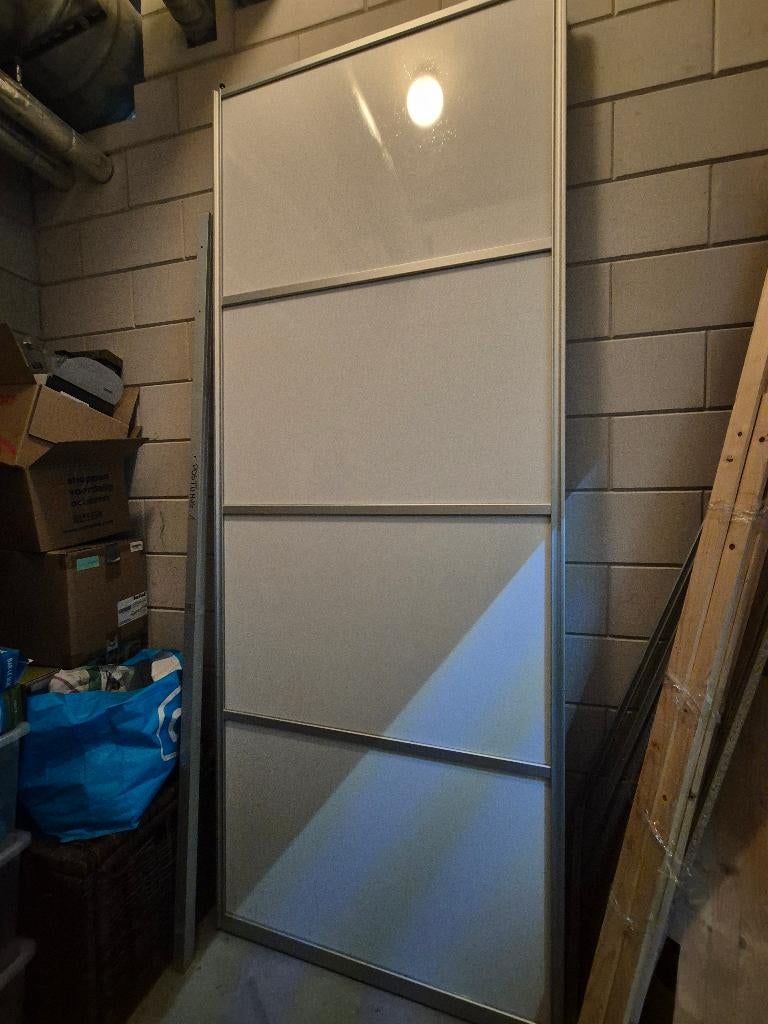 Witte paneel (schuif)deur met aluminium frame – 100 x 260 cm, Doe-het-zelf en Verbouw, Deuren en Horren, Ophalen, Gebruikt, 120 cm of meer