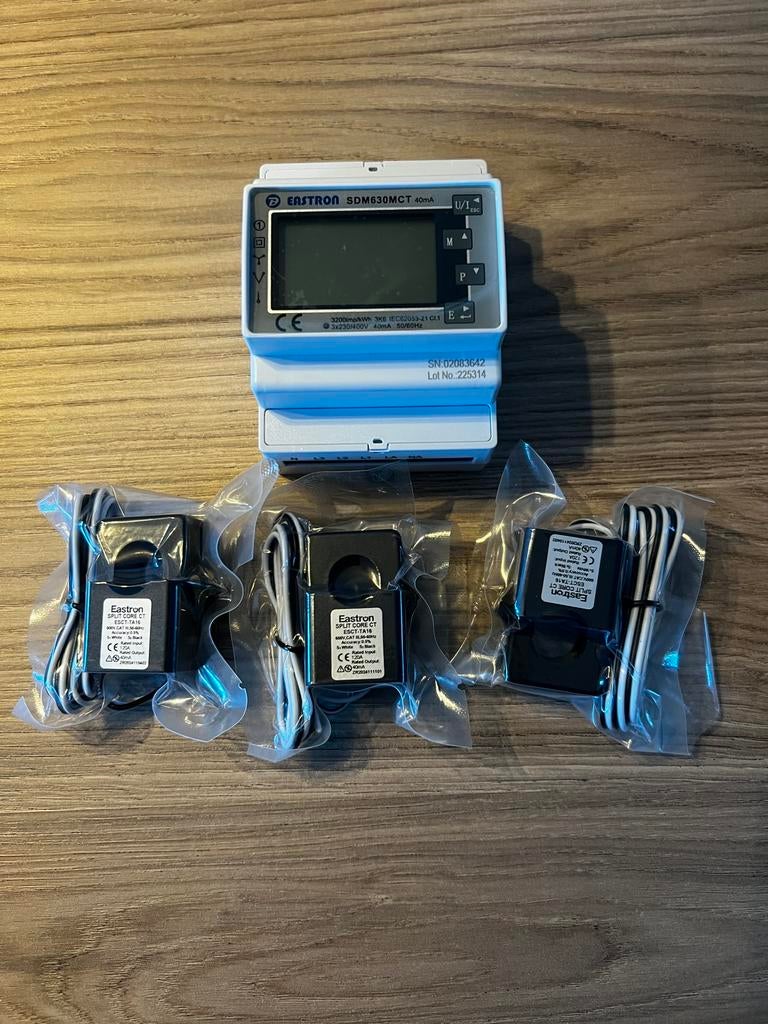 eastron sdm630mct 3 face kwh meter met ct klemmen, Ophalen of Verzenden, Nieuw, Elektriciteit