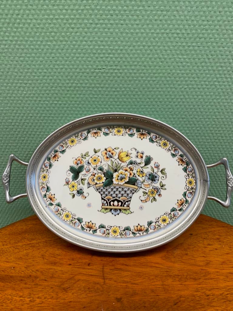 Dienblad met tin rand, Antiek en Kunst, Ophalen of Verzenden