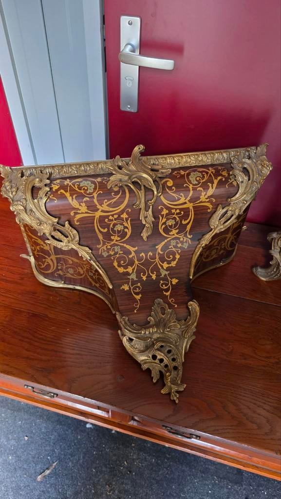 Top intarsia/ boulle wand consol klok 130 cm, Antiek en Kunst, Ophalen