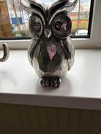 Diverse zilverkleurige beelden: uil, zwanen, schelp met pare, Ophalen, Gebruikt