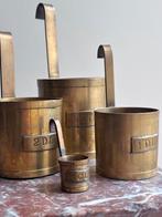Vintage brocante messing koperen maatbekers maatbeker kannen, Ophalen of Verzenden