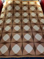 Retro vintage 1-persoons deken - Funky Space Age retrodessin, Gebruikt, Eenpersoons, Bruin, Ophalen of Verzenden