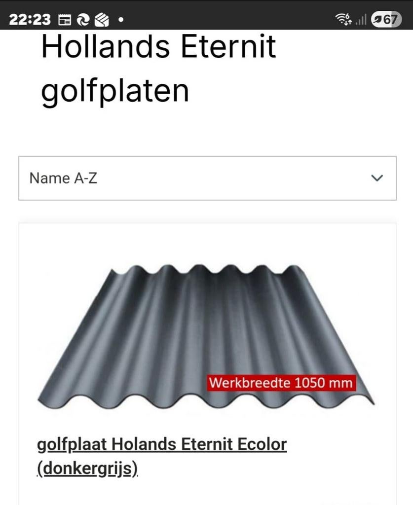 Golfplaat 214x110 cm - Gratis afhalen, Ophalen of Verzenden