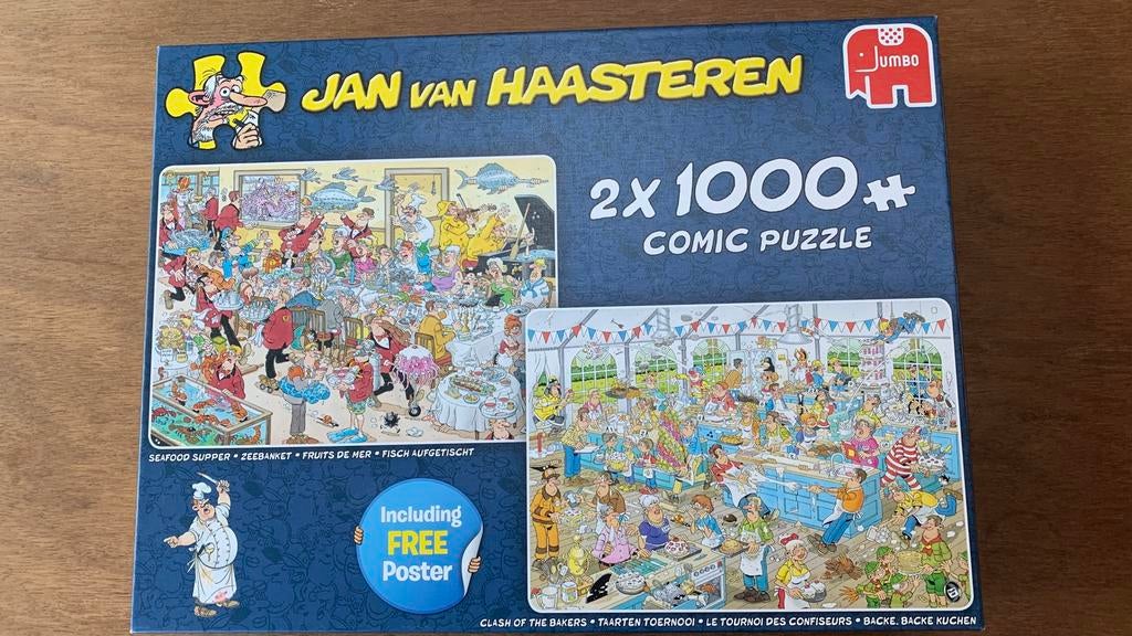 Jan van Haasteren 1000 st (x2) Zeebanket en Taartentoernooi, Ophalen, 500 t/m 1500 stukjes, Zo goed als nieuw