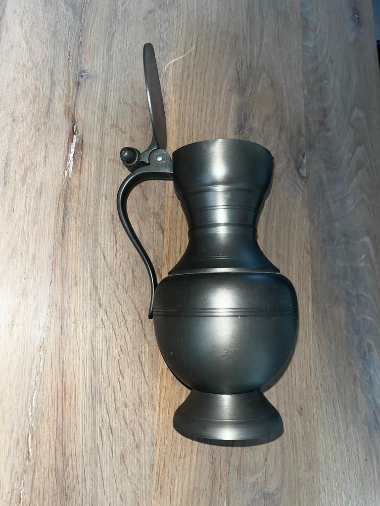 Antieke tinnen kan met scharnierend deksel, 18e/19e eeuw, Antiek en Kunst, Antiek | Tin, Ophalen