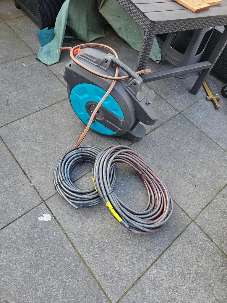 Gardena haspel 25m met losse tuinslangen (zonder muurbeugel), Ophalen