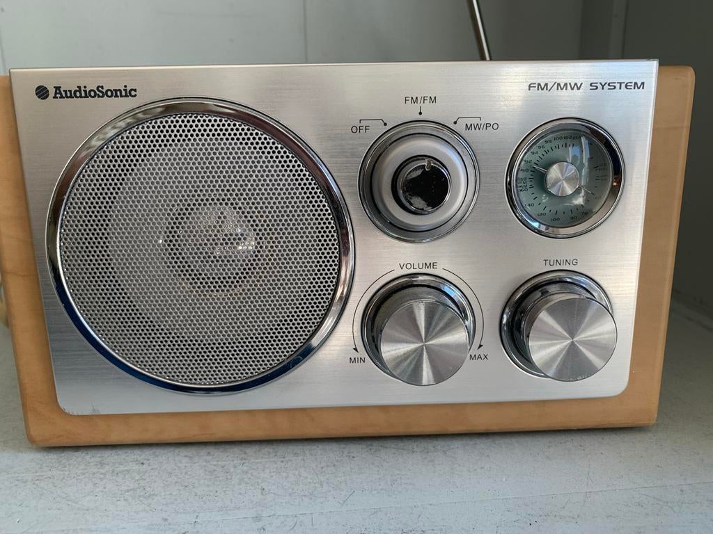 Audiosonic FM/MW Systeem Radio - Houten Look, Ophalen of Verzenden, Gebruikt, Radio