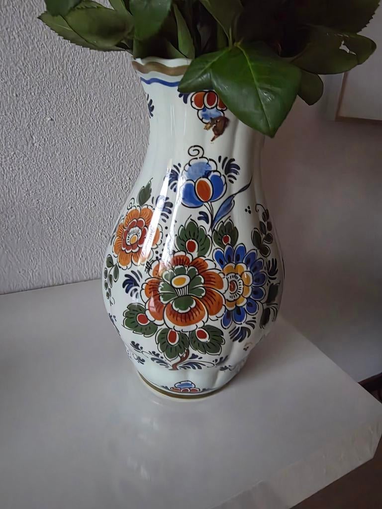 Prachtig Delfsblauw Polychroom Handwerk Vaasje, Ophalen of Verzenden