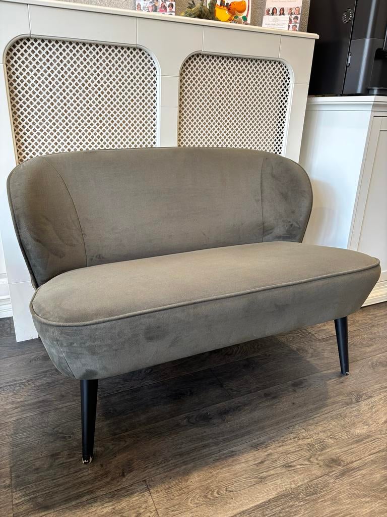 Donkergroen bankje van Woood, Ophalen, Gebruikt, Minder dan 75 cm, Tweepersoons