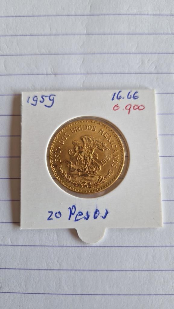Gouden 20 pesos, Ophalen of Verzenden, Zuid-Amerika, Losse munt, Goud