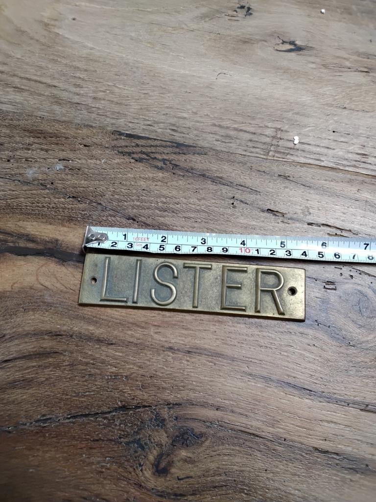 Zeldzaam Lister messing plaatje, Ophalen of Verzenden