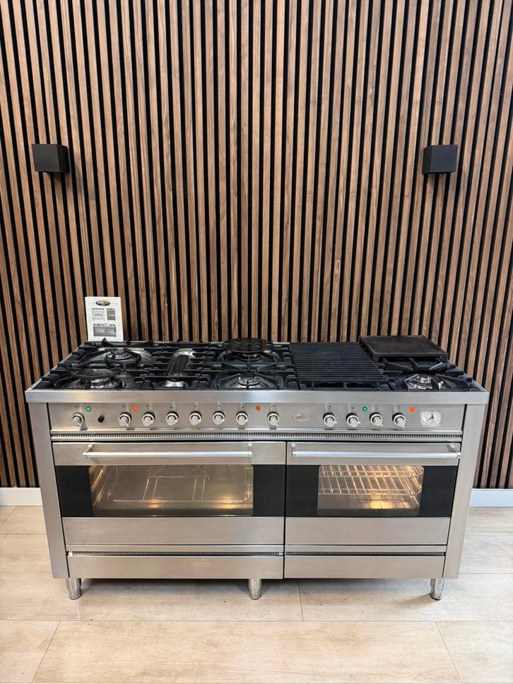 Mooie Rvs Boretti Fornuis 150 cm breed (Gratis bezorgen), Witgoed en Apparatuur, Fornuizen, Gebruikt, Vrijstaand, Gas, 5 kookzones of meer