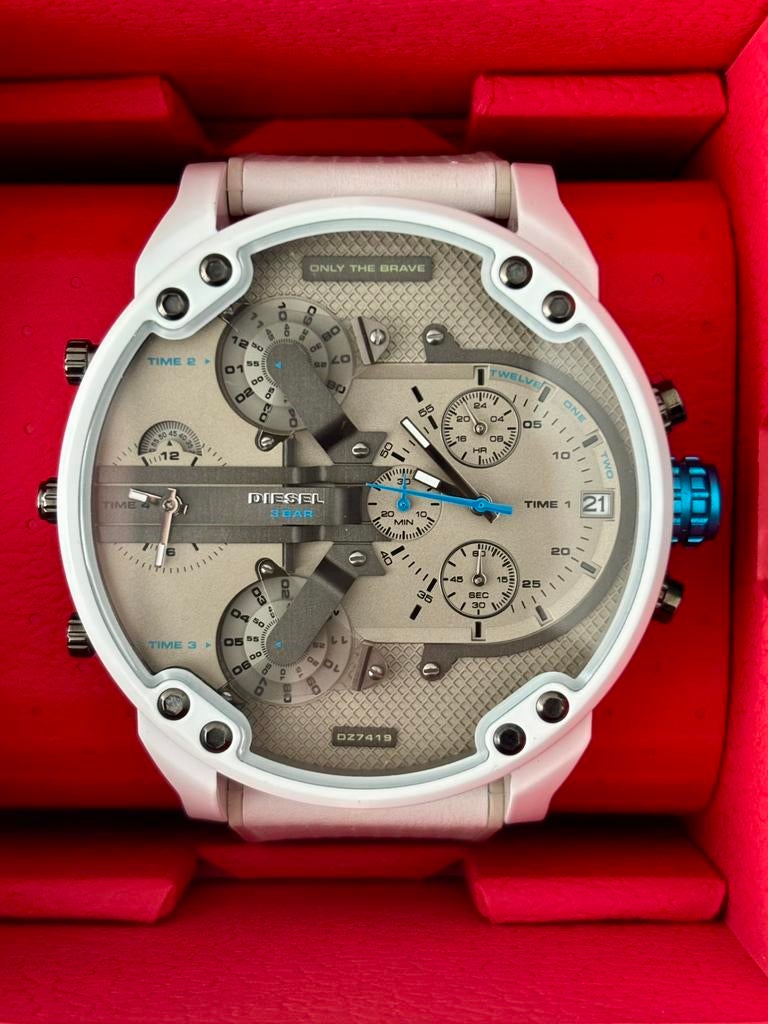 Diesel DZ7419 Mr. Daddy 2.0 57mm Herenhorloge Wit, Ophalen of Verzenden, Gebruikt, Wit, Jongen of Meisje