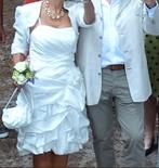 Trouwjurk mt 36/38 met spaghettibandjes en bolerootje, Ophalen of Verzenden, Zo goed als nieuw, Wit, Trouwjurk