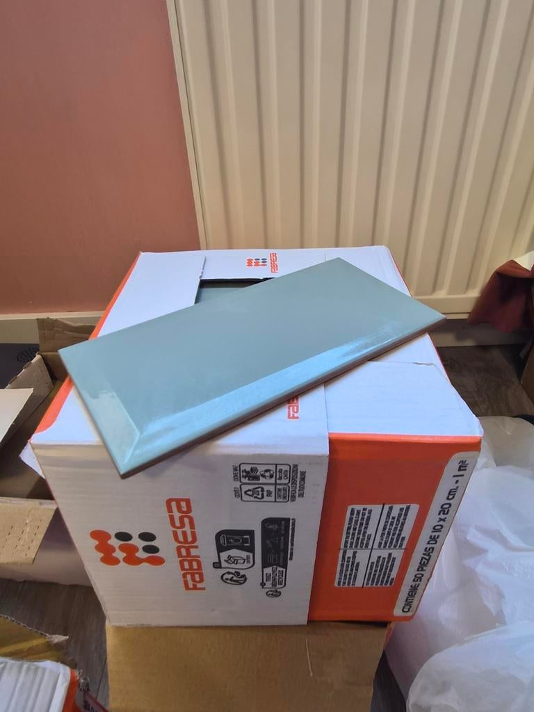 Mooie oudgroene/grijsgroene metrotegels 10x20 cm (4m²), Ophalen