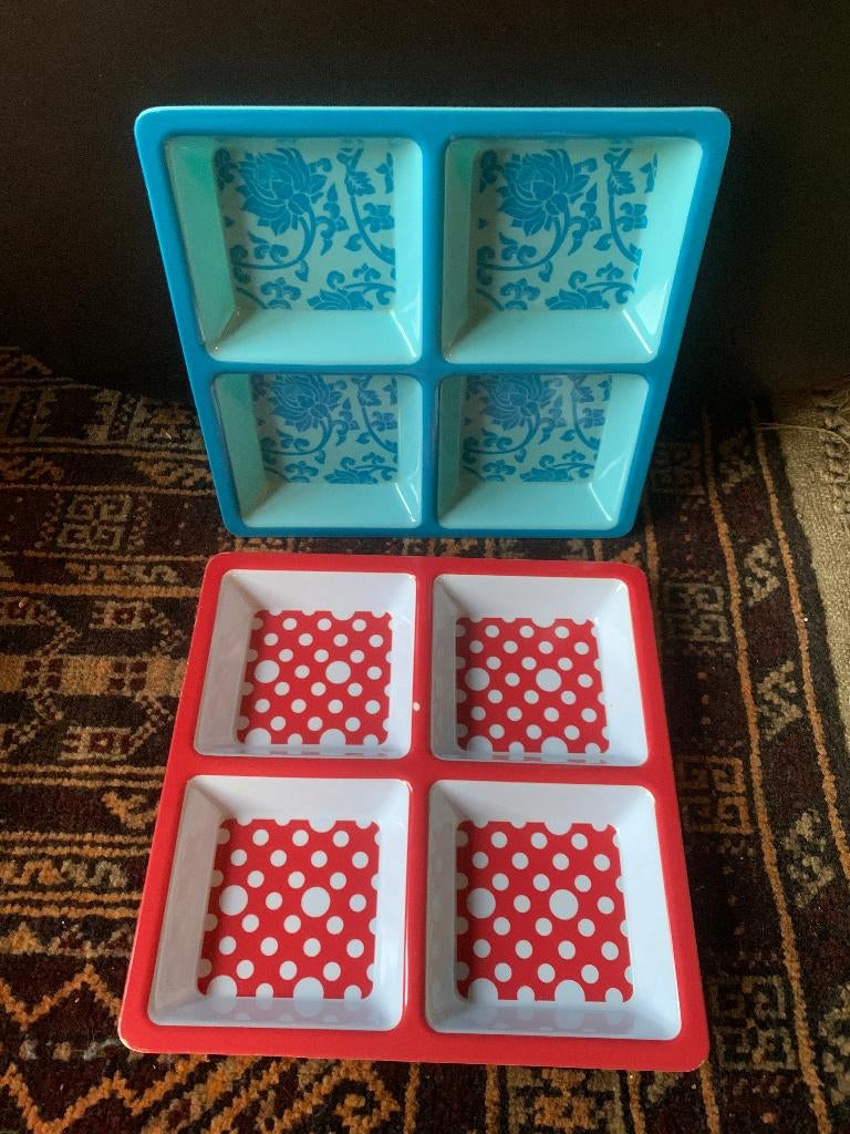 Vintage Excellent Houseware Serveerschalen vierkant 4 vakken