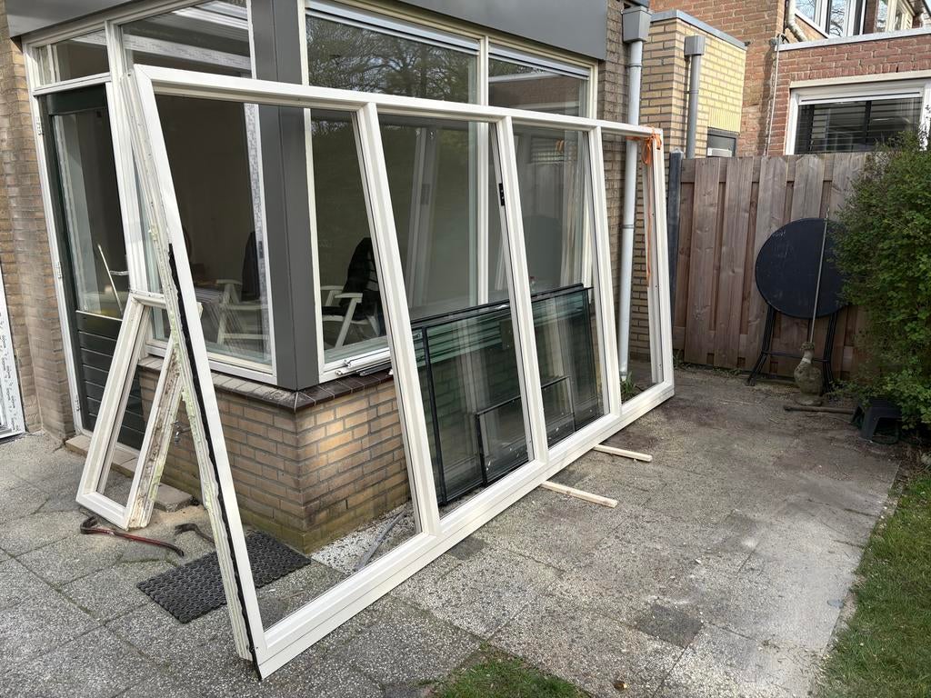 Kozijn met ramen compleet, Ophalen, Gevelraam of Ruit, Gebruikt, 160 cm of meer