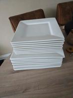 Set van 17 Witte Vierkante Borden, Ophalen of Verzenden, Gebruikt, Aardewerk, Bord(en)