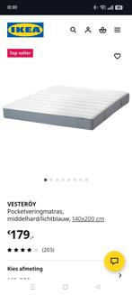 IKEA VESTERÖY Pocketveringmatras 140x200 cm, Tweepersoons, Zo goed als nieuw, Matras, 200 cm