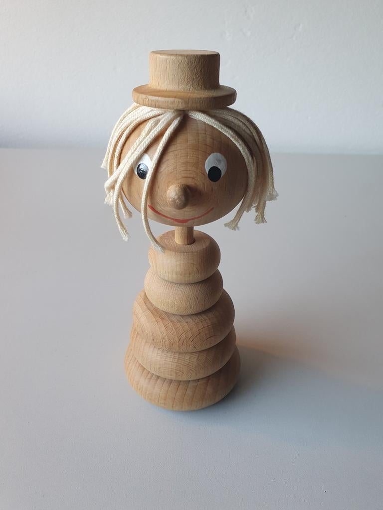 Retro Houten Stapelpop Speelgoed - Vormen en Kleuren, Kinderen en Baby's, Speelgoed | Houten speelgoed, Gebruikt, Overige typen