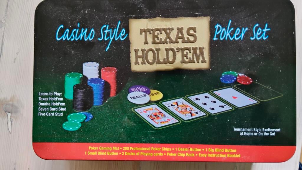 Casino Style Texas Hold'em Poker Set, Hobby en Vrije tijd, Gezelschapsspellen | Kaartspellen, Vijf spelers of meer, Ophalen, Gebruikt
