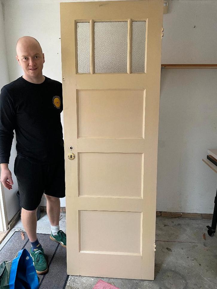 Binnendeuren, Doe-het-zelf en Verbouw, Deuren en Horren, Gebruikt, Binnendeur, 200 tot 215 cm, Minder dan 80 cm, Hout, Ophalen